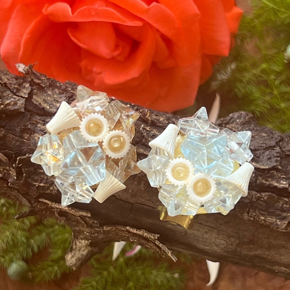 Vintage West Germany Cluster Clip-On Earrings